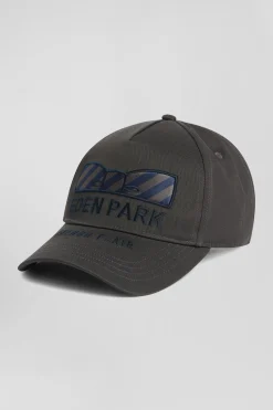 Brown cotton cap with bow tie