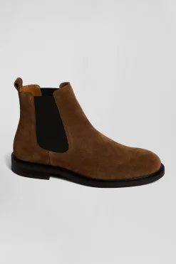 Brown cowhide leather Chelsea boots