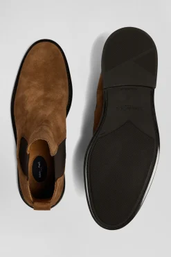 Brown cowhide leather Chelsea boots