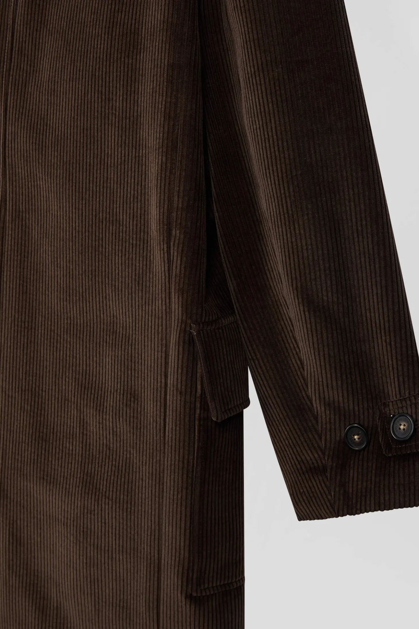 Brown double-breasted stretch cotton blend coat