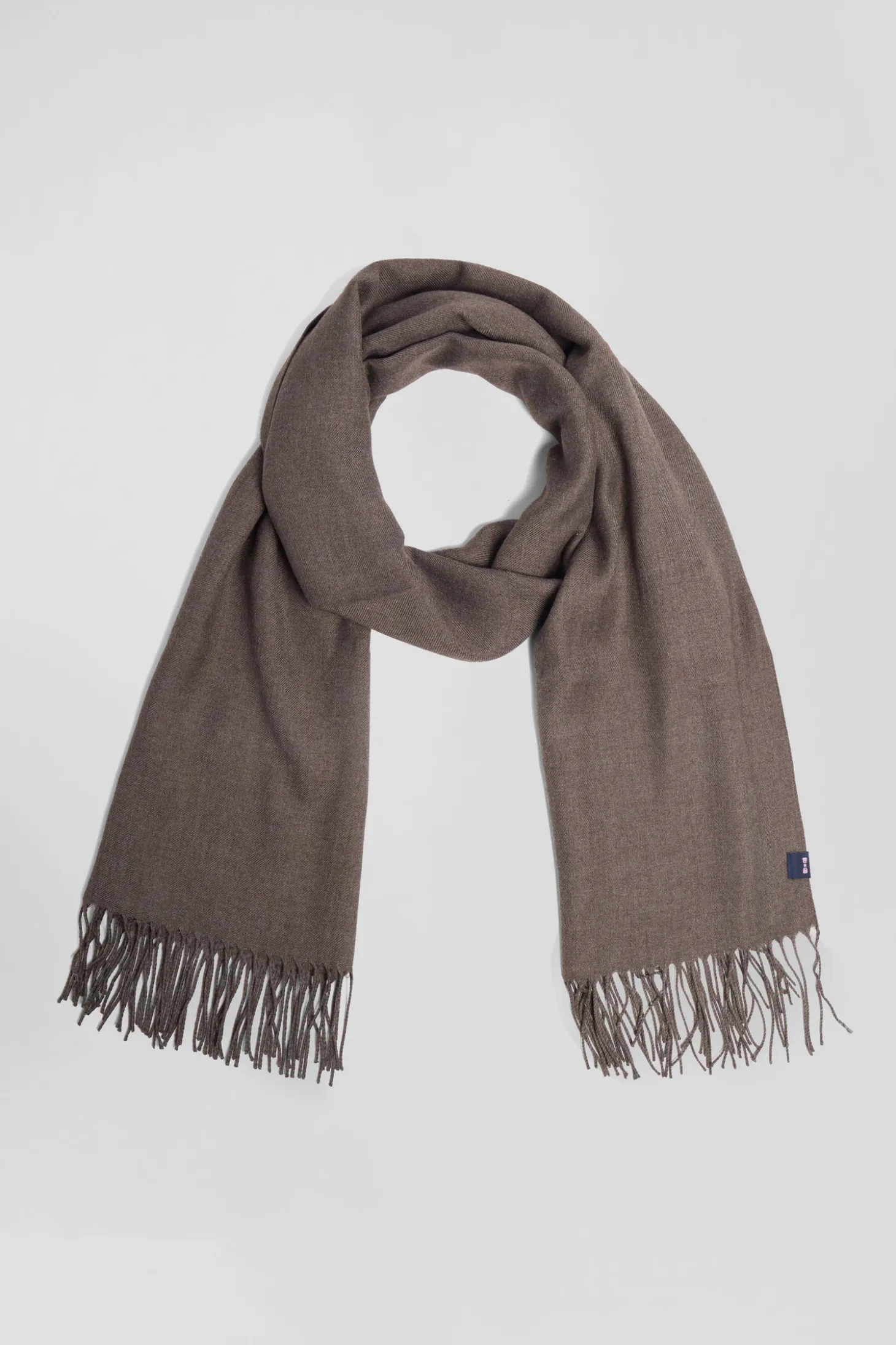 Brown fringed plain scarf