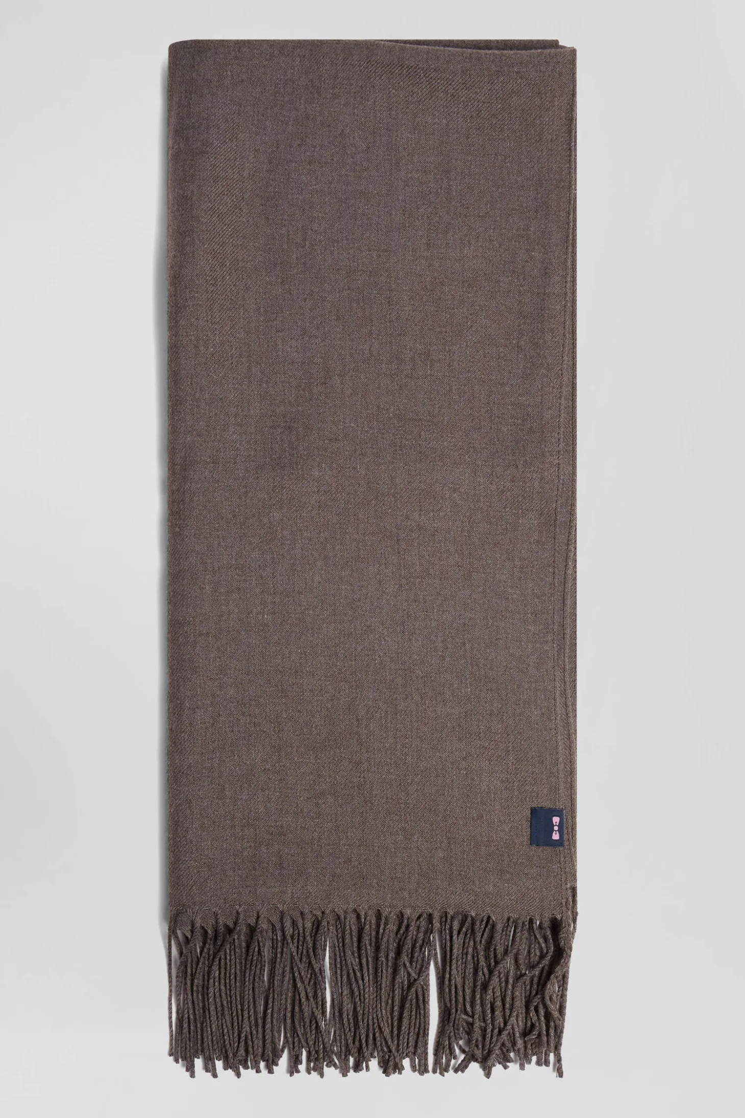 Brown fringed plain scarf