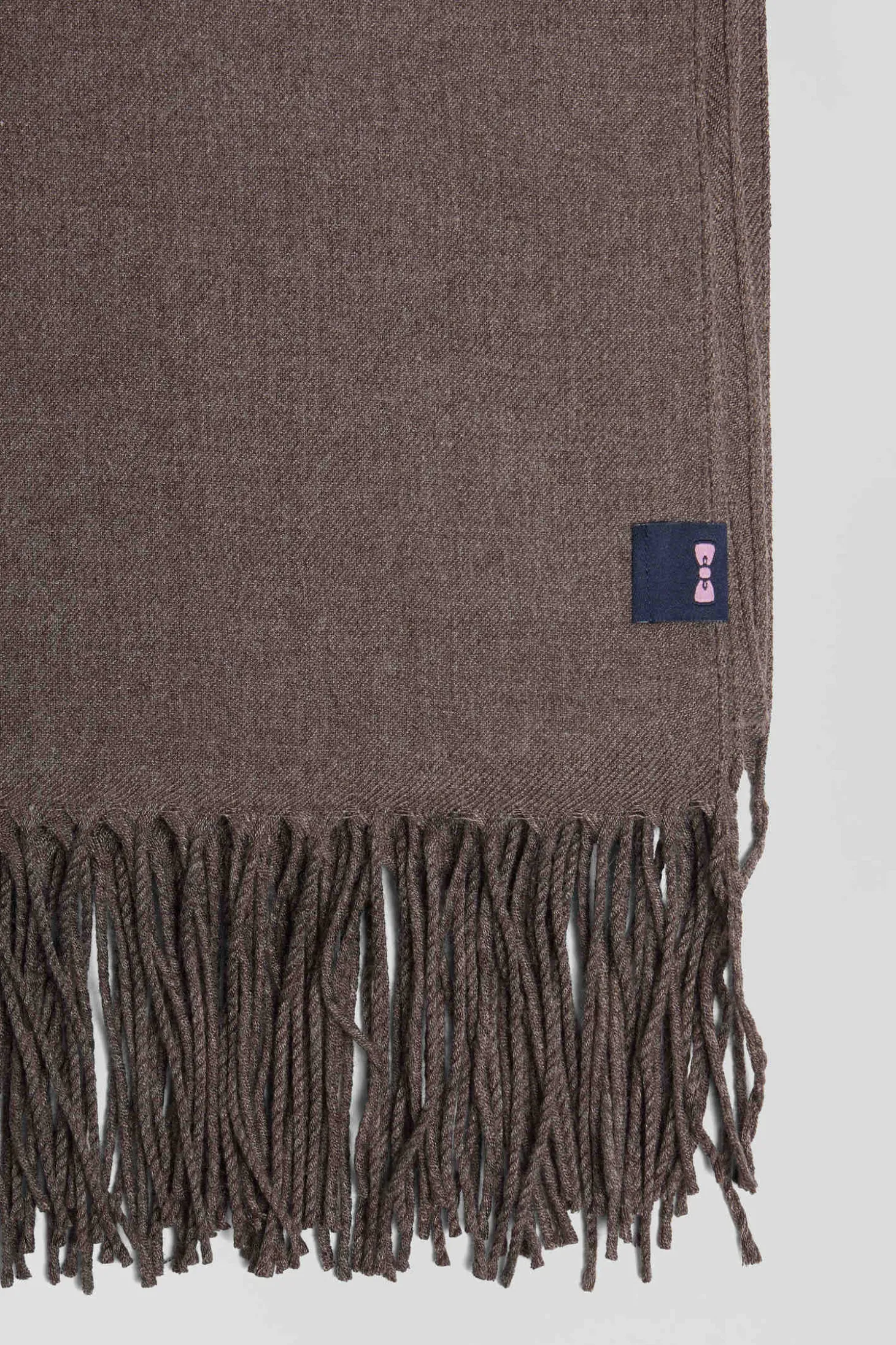 Brown fringed plain scarf