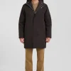 Brown 2-in-1 nylon parka and down jacket
