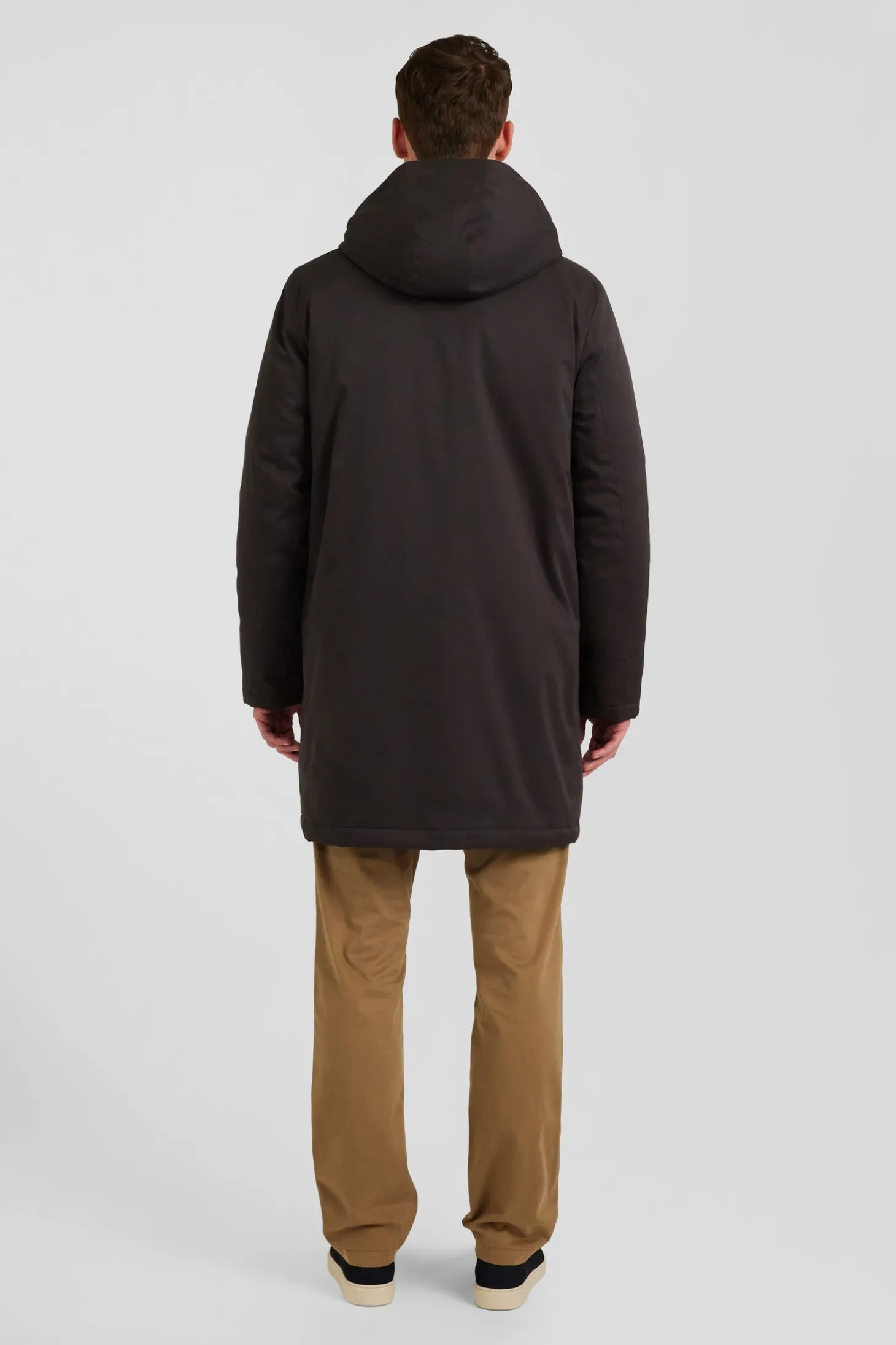 Brown 2-in-1 nylon parka and down jacket