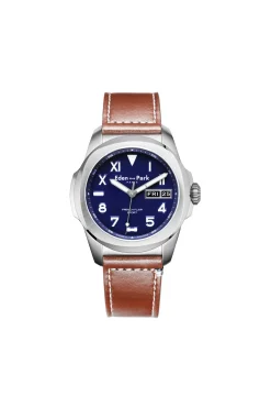 Brown leather quartz watch