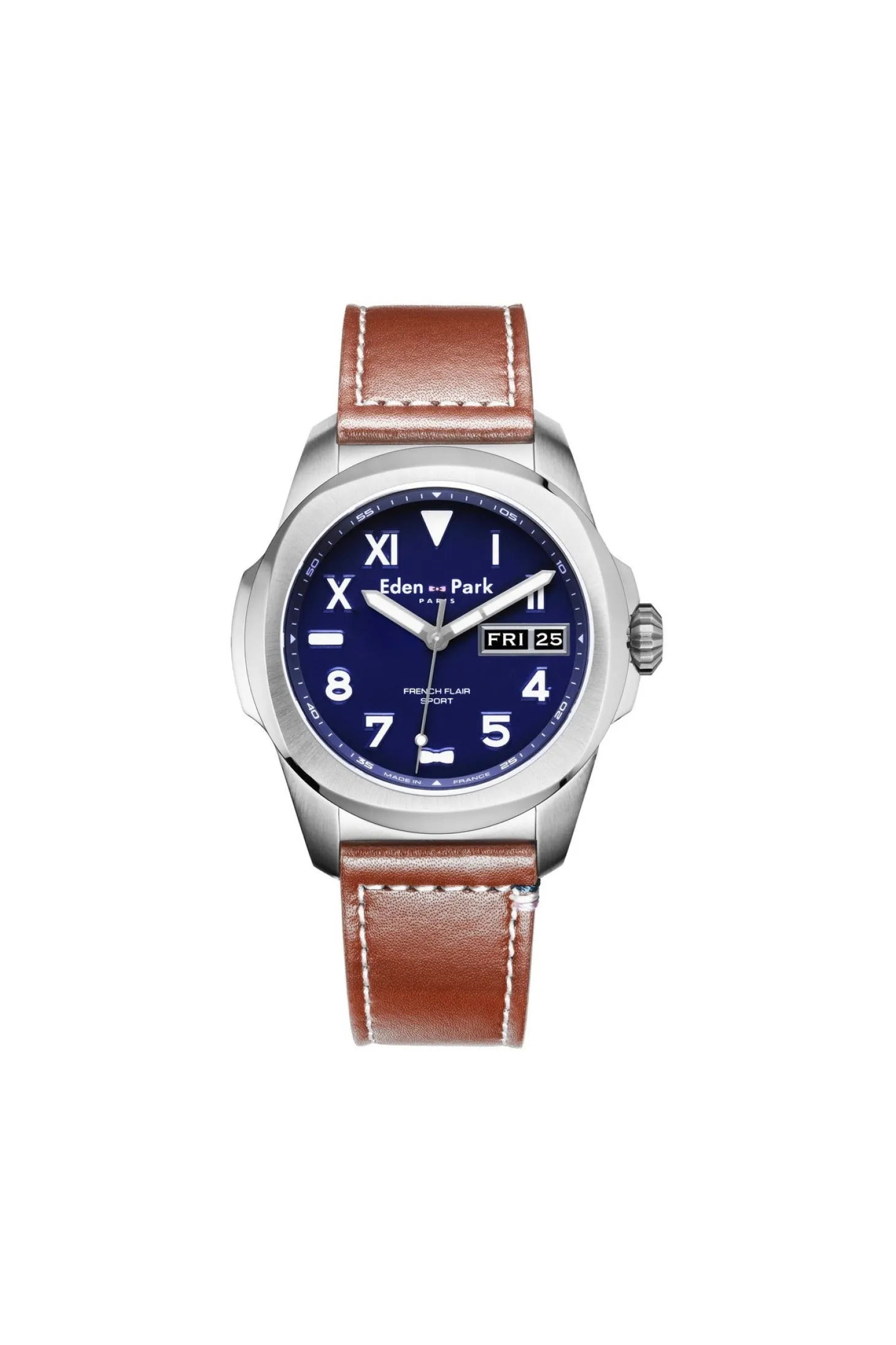 Brown leather quartz watch