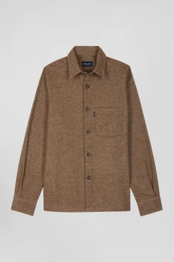 Brown mixed cotton shirt