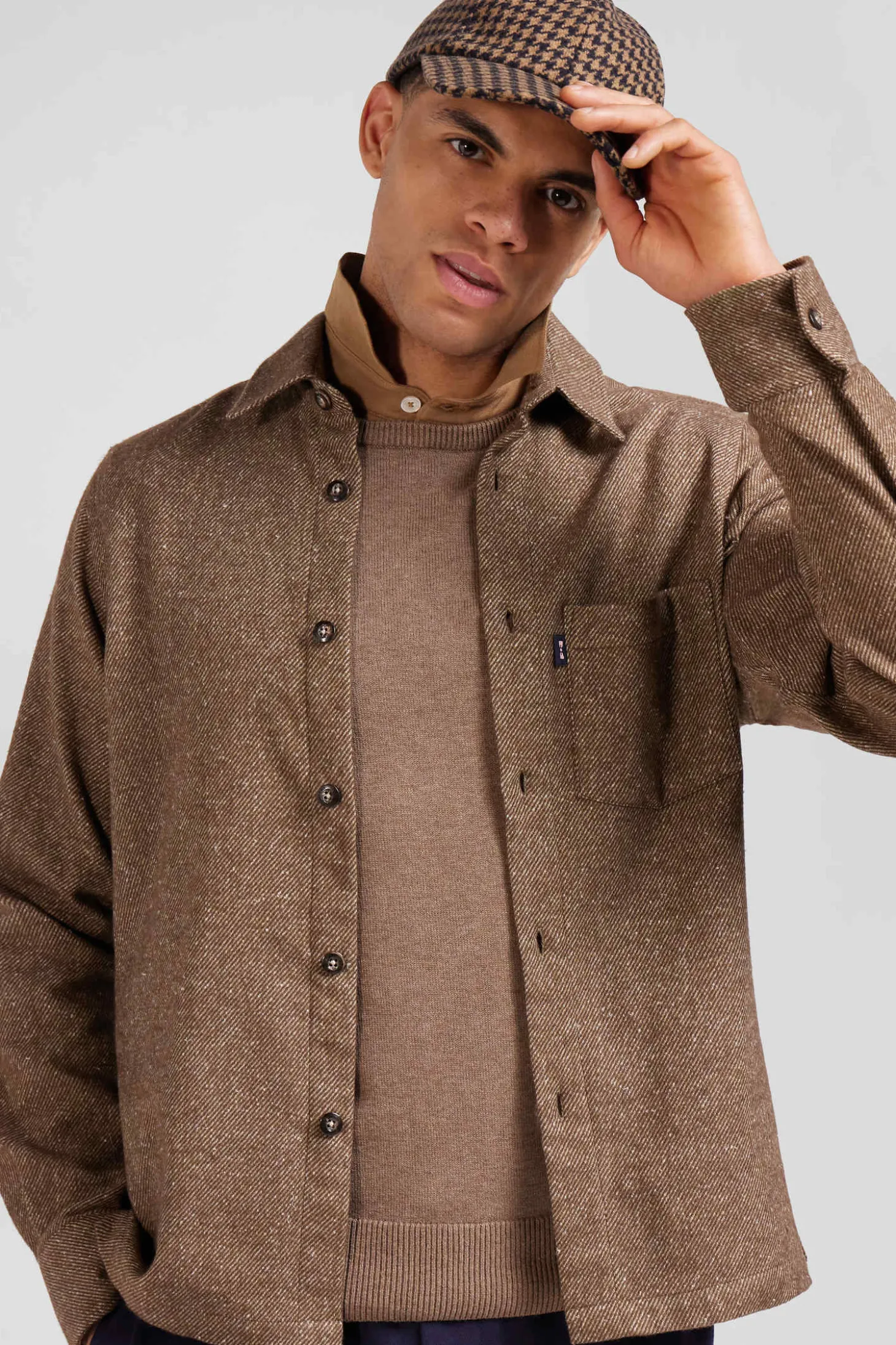 Brown mixed cotton shirt