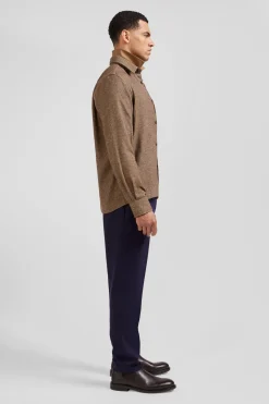 Brown mixed cotton shirt