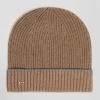 Brown ribbed knitted beanie