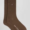 Brown socks with striped details in stretch cotton