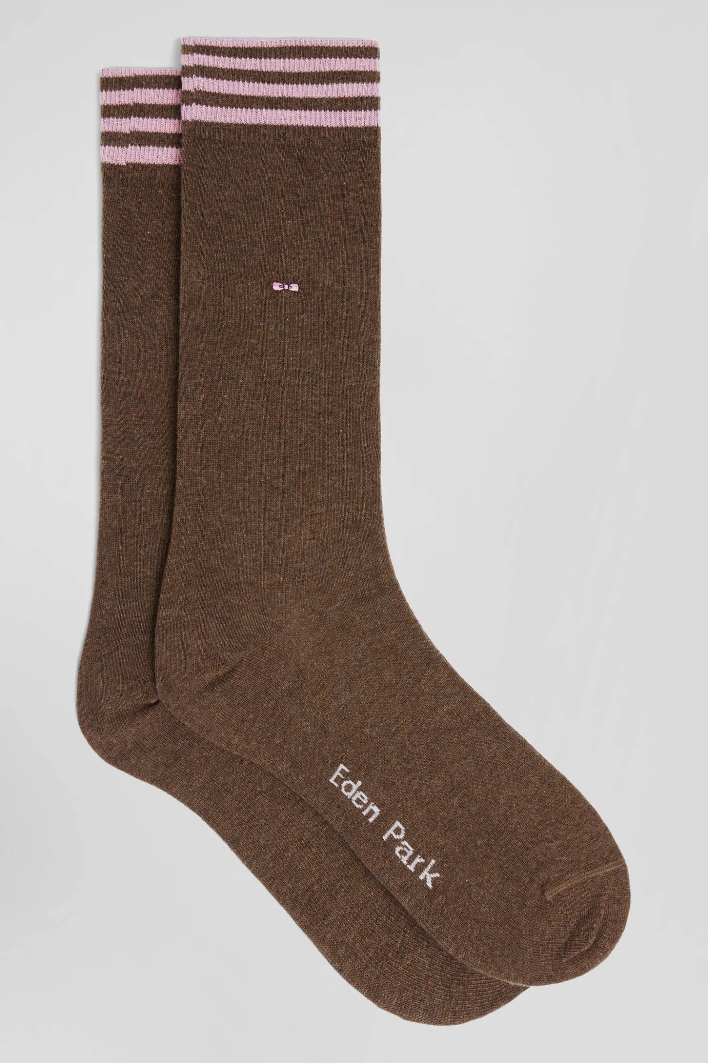 Brown socks with striped details in stretch cotton