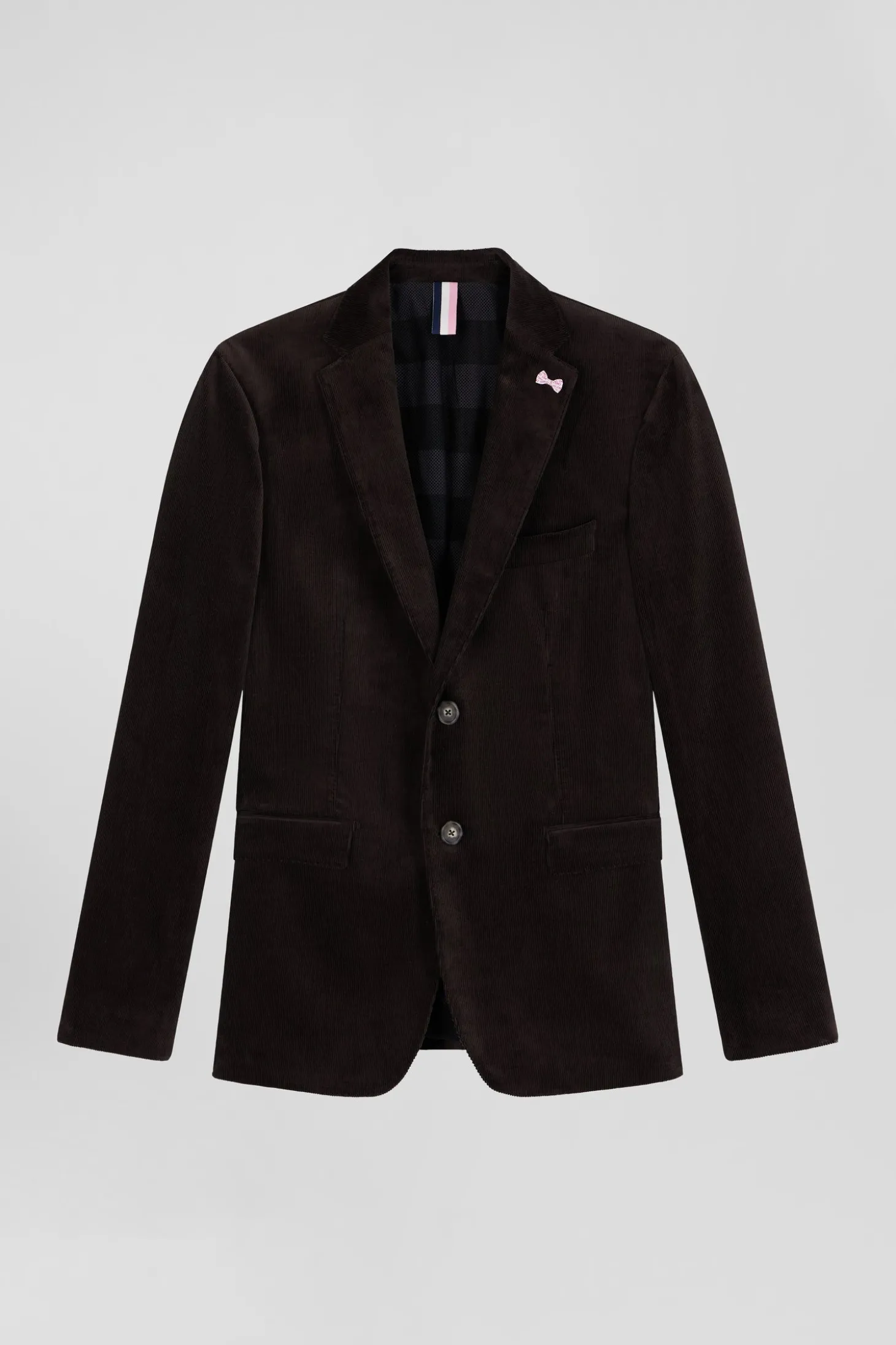 Brown stretch cotton velvet jacket Modern fit