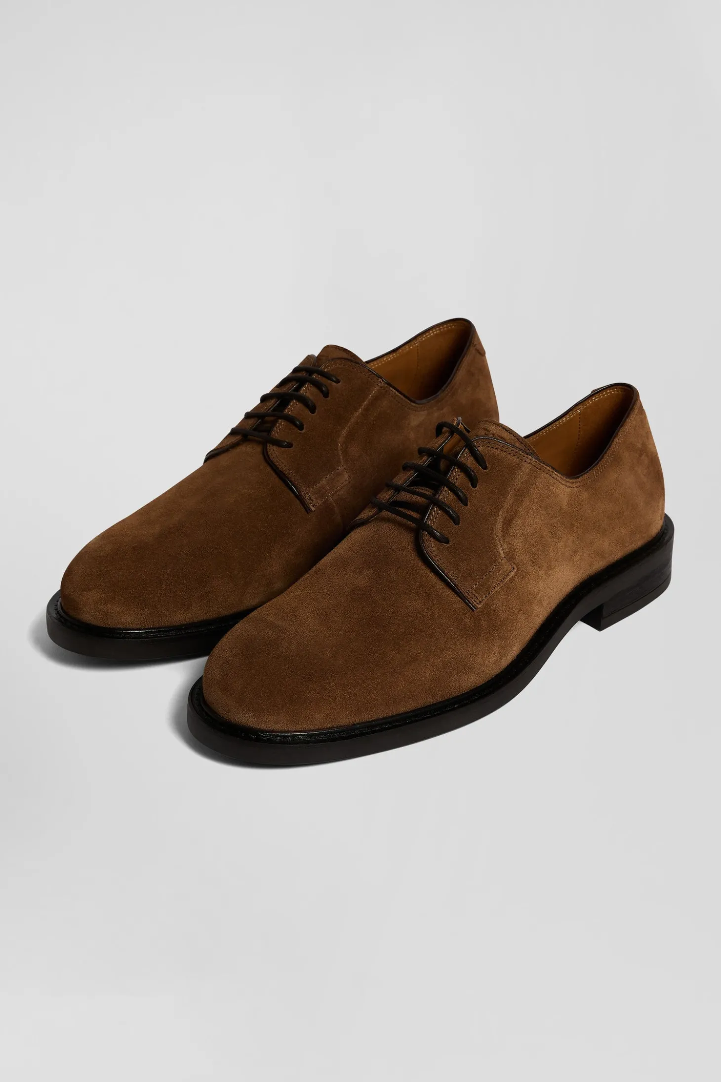 Brown suede leather lace-up Derbies