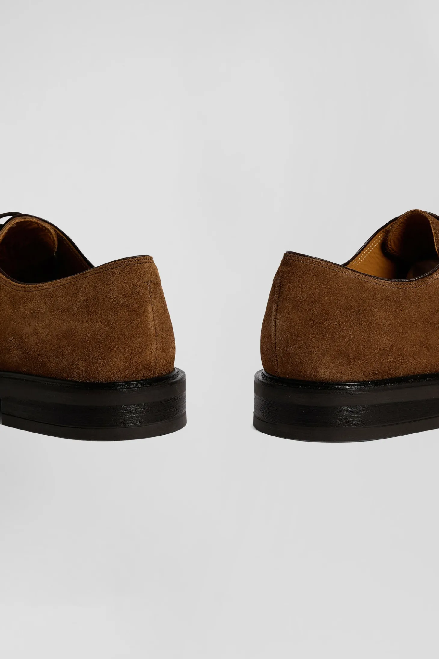 Brown suede leather lace-up Derbies