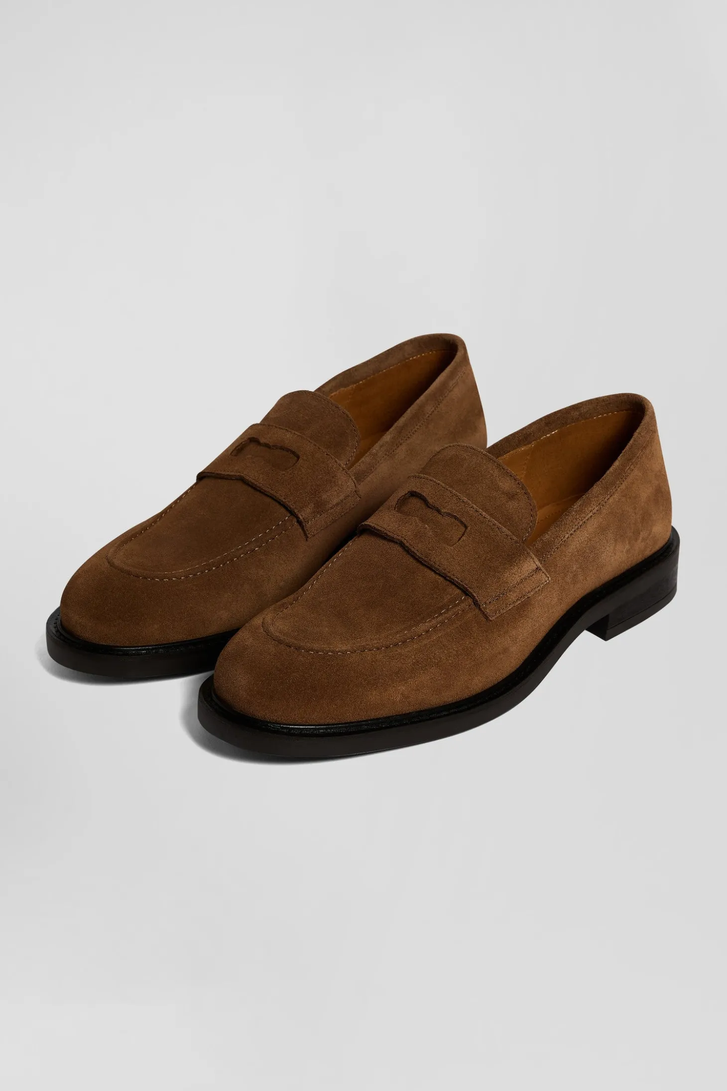 Brown suede leather loafers