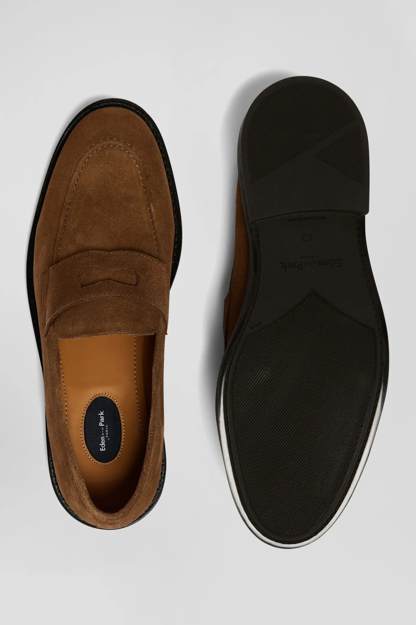 Brown suede leather loafers