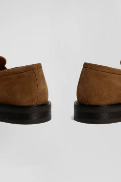 Brown suede leather loafers