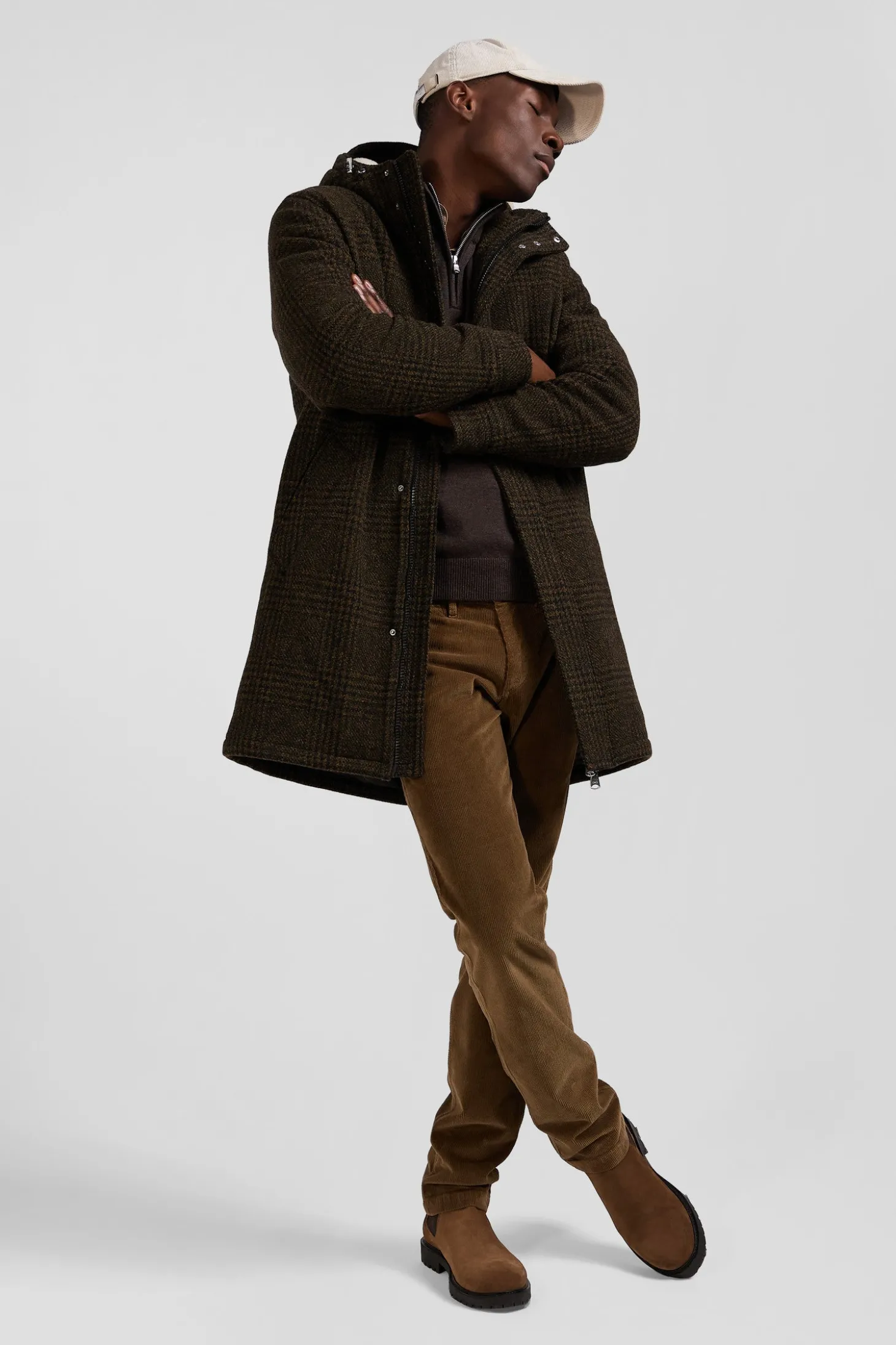 Brown wool parka