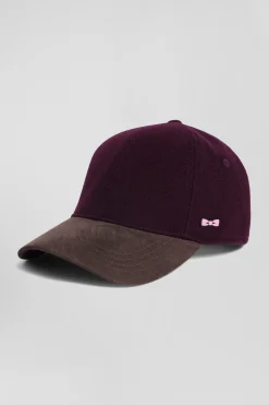 Burgundy and brown wool felt cap