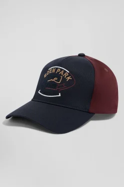 Burgundy and navy blue cotton cap