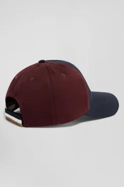 Burgundy and navy blue cotton cap