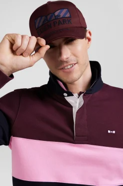 Burgundy cotton cap with bow tie