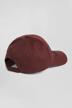 Burgundy cotton cap with bow tie