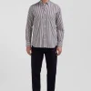 Burgundy striped cotton poplin shirt Regular fit