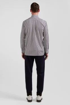 Burgundy striped cotton poplin shirt Regular fit