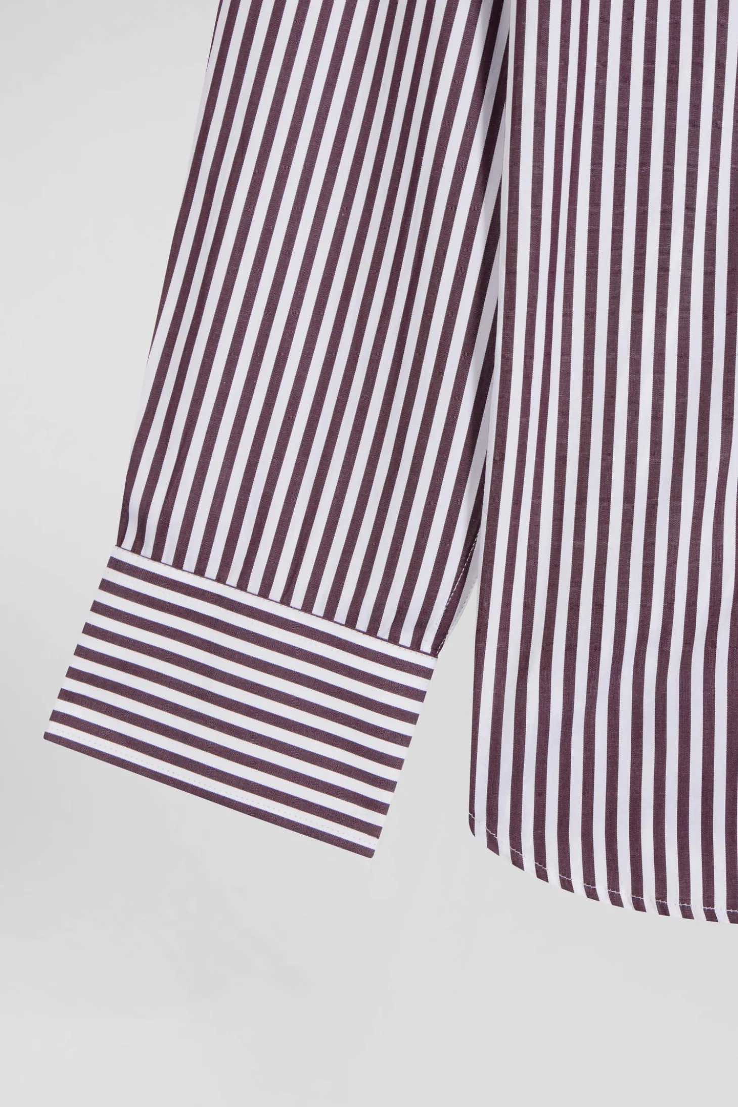Burgundy striped cotton poplin shirt Regular fit
