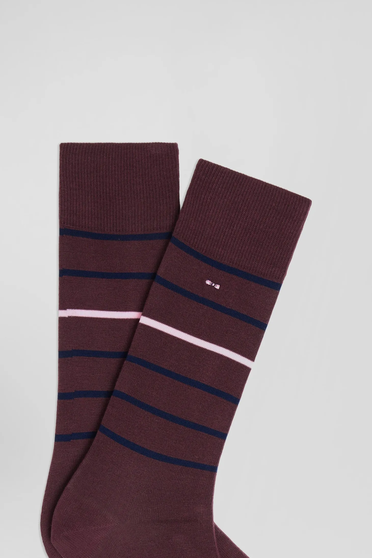 Burgundy striped stretch cotton socks