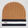 Camel cable knitted cotton beanie