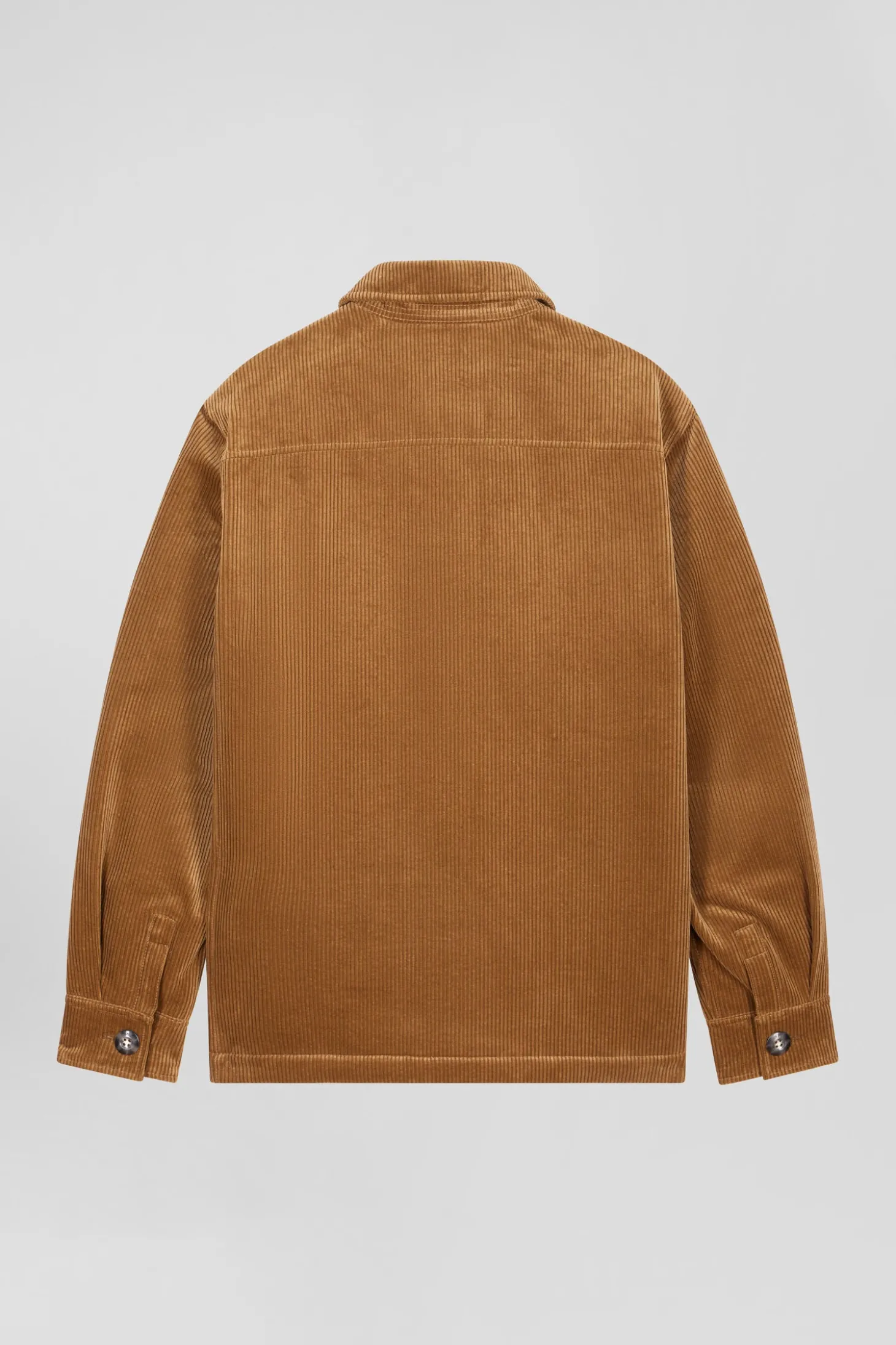 Camel checkered cotton blend overshirt