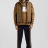 Camel quilted sleeveless high collar down vest