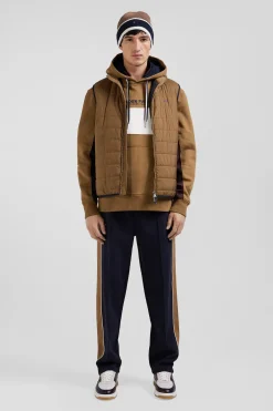 Camel quilted sleeveless high collar down vest