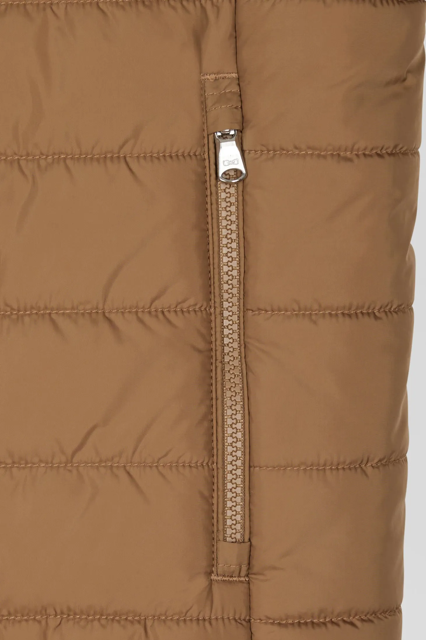Camel quilted sleeveless high collar down vest