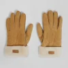 Camel shearling leather gloves