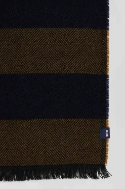 Camel striped mixed wool large scarf