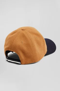 Camel wool blend cap with 10 embroidery