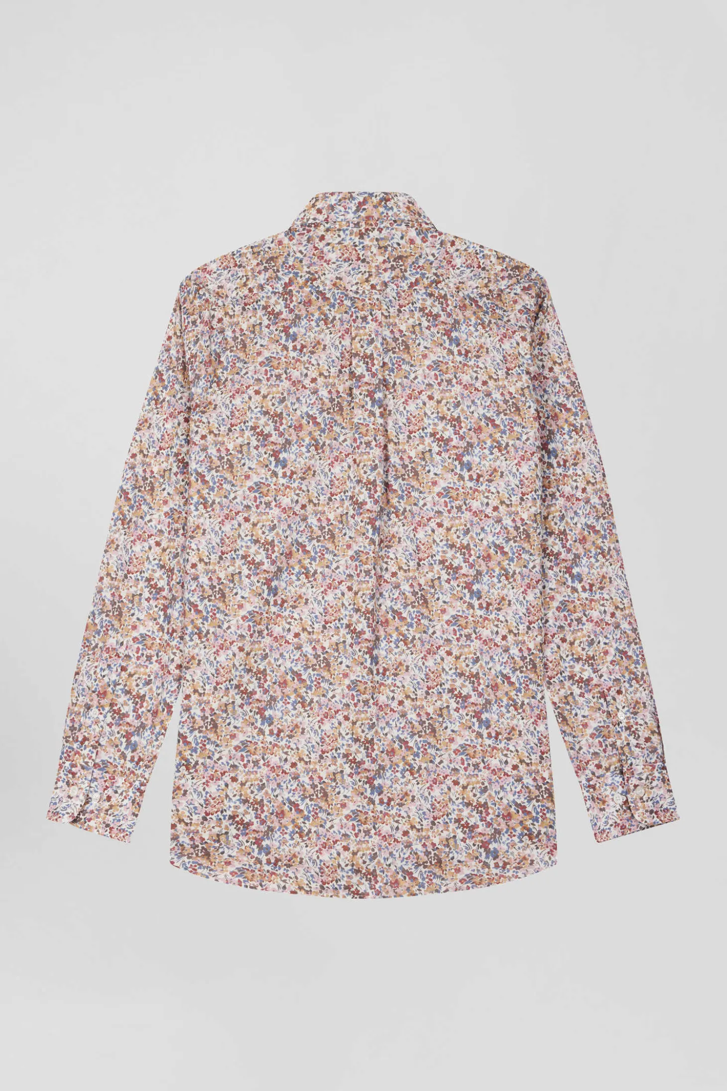 Chemise en coton à microimprimé beige coupe Regular