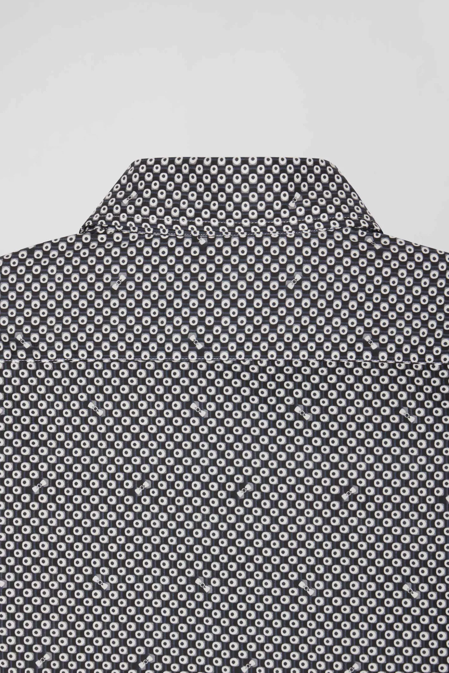 Chemise en popeline de coton grise imprimé graphique coupe Slim