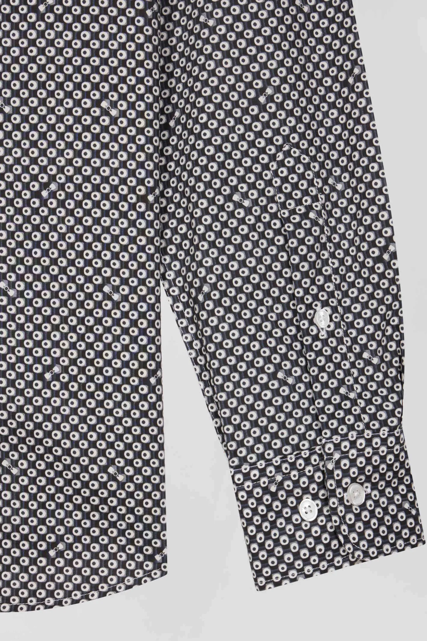 Chemise en popeline de coton grise imprimé graphique coupe Slim