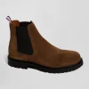 Chunky sole brown leather Chelsea boots