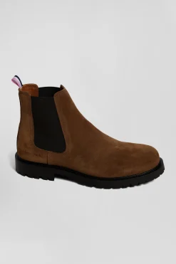 Chunky sole brown leather Chelsea boots