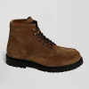 Chunky sole brown leather boots