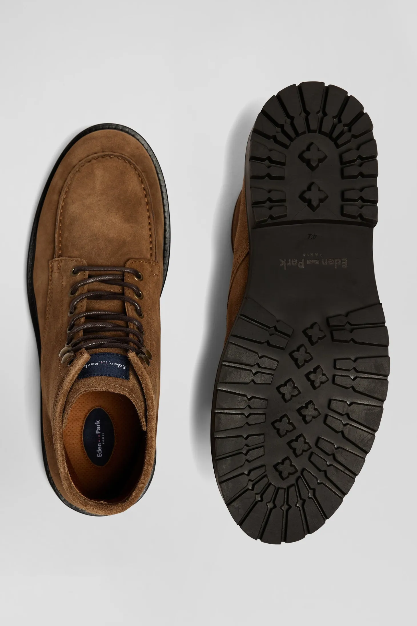 Chunky sole brown leather boots