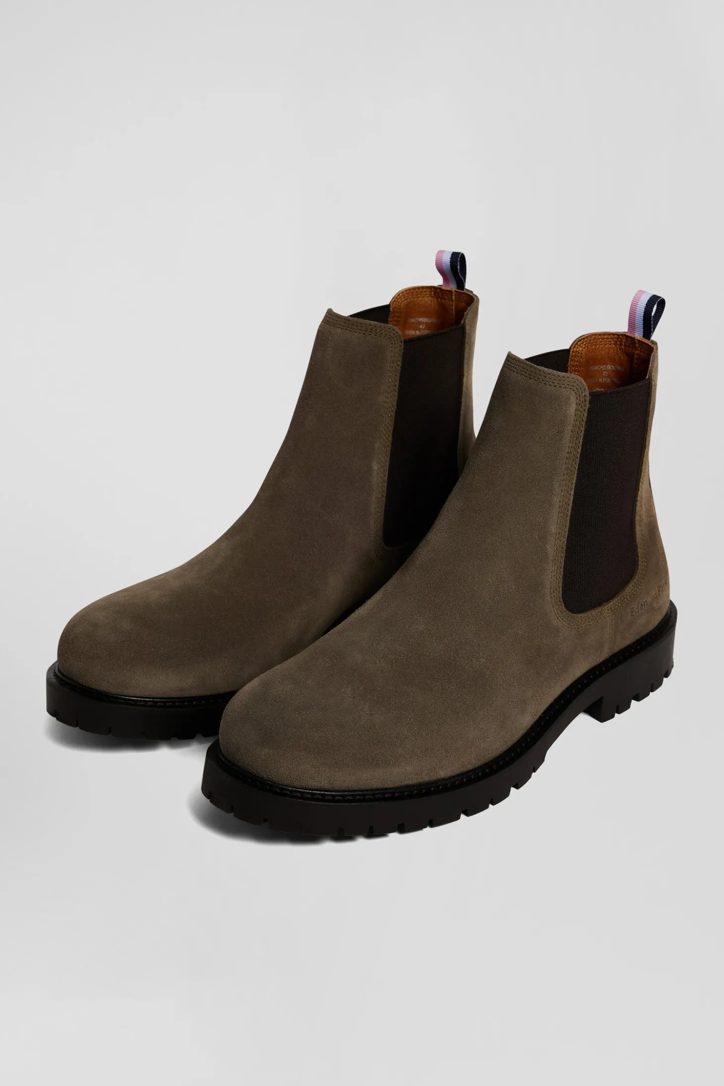 Chunky sole grey leather Chelsea boots