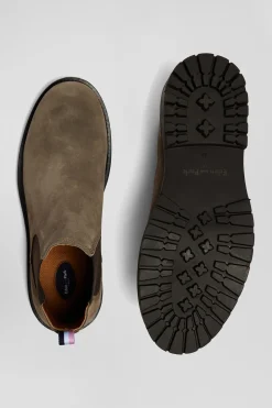 Chunky sole grey leather Chelsea boots